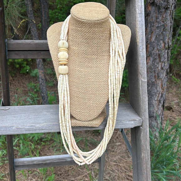 Vintage Jewelry - BONE HAND CRAFTED Multi-Strand Necklace